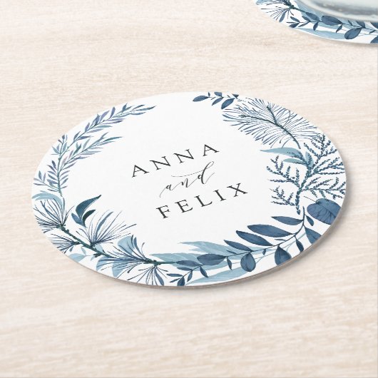 Wild Azure Personalized Wedding Ronde Kartonnen Onderzetter (Gebogen)