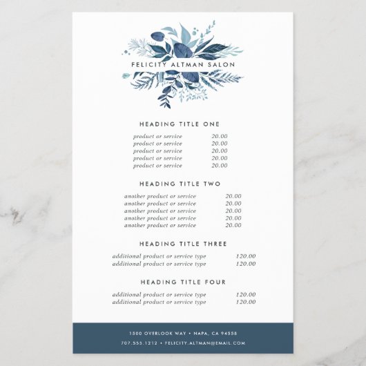 Wild Azure Pricing & Services Flyer (Voorkant)