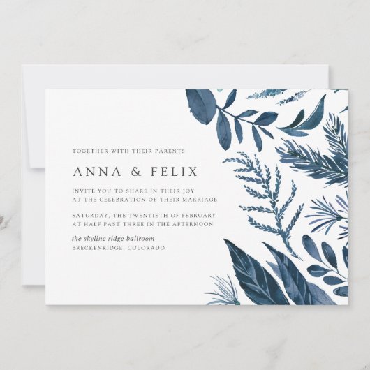 Wild Azure Wedding Invitation Kaart (Voorkant)