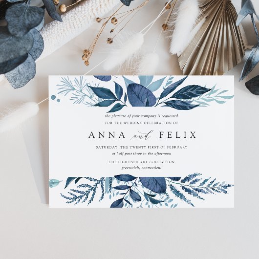 Wild Azure Wedding Invitation Kaart