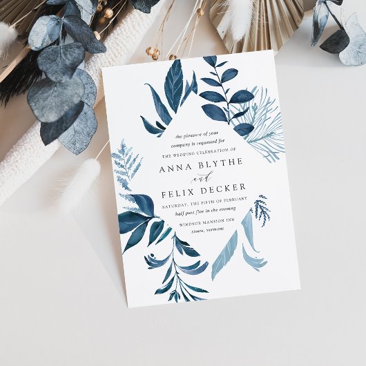 Wild Azure Wedding Invitation Kaart