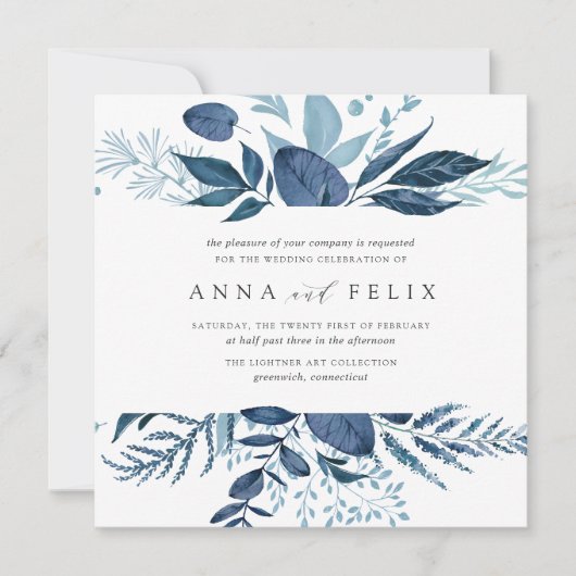 Wild Azure Wedding Invitation | Vierkant Kaart (Voorkant)