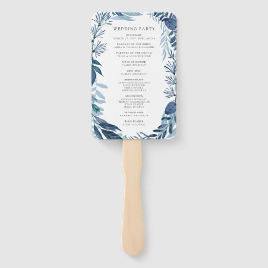 Wild Azure Wedding Program Handwaaier (Achterkant)