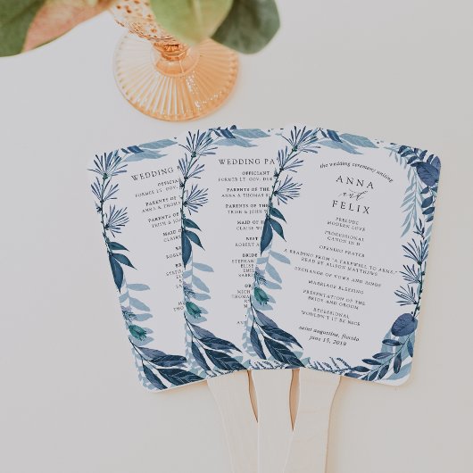 Wild Azure Wedding Program Handwaaier