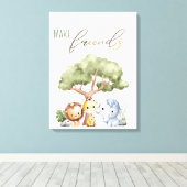 Wild Baby Safari Dieren Muurkunst Decor Canvas Afdruk (Insitu (Houten vloer))