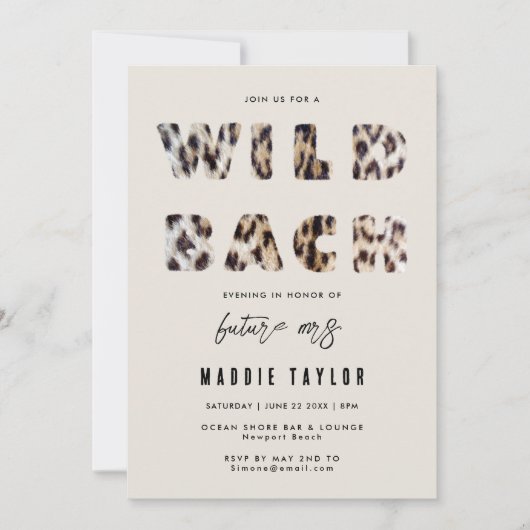 Wild Bach Leopard Future Mrs Bachelorette Party Kaart (Voorkant)