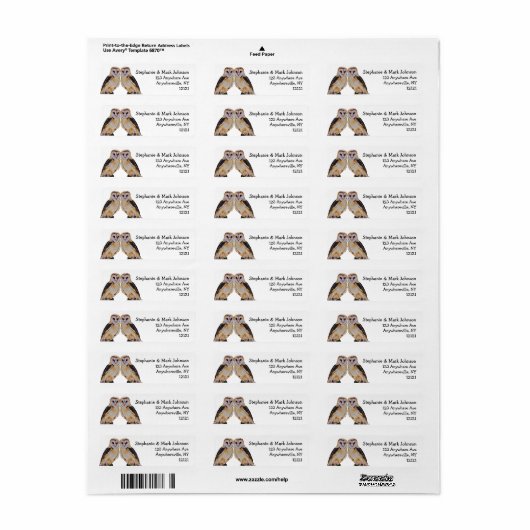 Wild Barn Owl Bird Artwork Name Persoonlijke White Etiket (Full Sheet)