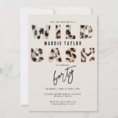 Wild Bash Leopard Fur Letters 40th Birthday Party Kaart (Voorkant)