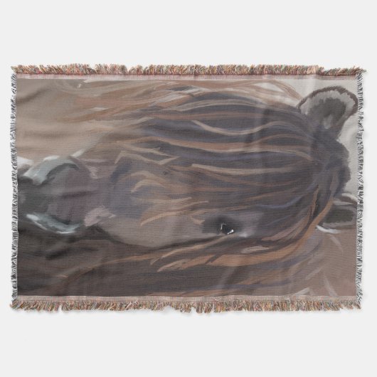 Wild Bay Bruin Paard Grappig Messy Haar Deken (Voorkant)