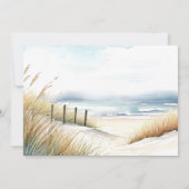 Wild Beach Fence Ocean Grass Art Elegante bruiloft Bedankkaart (Achterkant)
