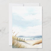 Wild Beach Fence Ocean Grass Art Elegante bruiloft Kaart (Achterkant)
