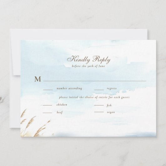 Wild Beach Fence Ocean Stripes Trouwmaaltijd RSVP (Voorkant)