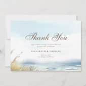 Wild Beach hek oceaan gras chique elegante bruilof Bedankkaart (Voorkant)