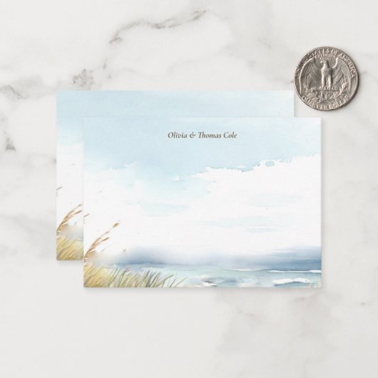 Wild Beach hek oceaan gras kunst bruiloft paar Notitiekaartje (Voorkant / Achterkant in situ)
