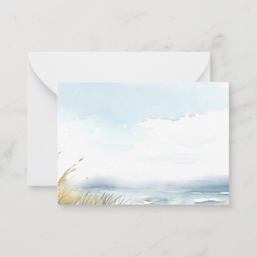 Wild Beach hek oceaan gras kunst bruiloft paar Notitiekaartje (Achterkant)