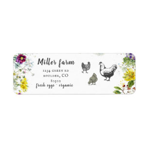 wild beadow floral rustic script return address etiket