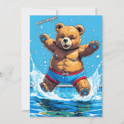 Wild Bear Summer Vintage Pool  Aankondiging (Voorkant)