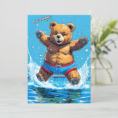 Wild Bear Summer Vintage Pool  Aankondiging (Staand voorkant)