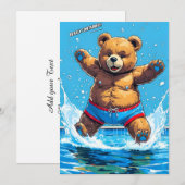 Wild Bear Summer Vintage Pool  Aankondiging (Voorkant / Achterkant)