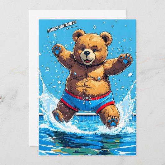 Wild Bear Summer Vintage Pool  Aankondiging (Voorkant / Achterkant)