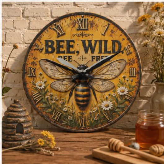 Wild Bee Rustic Farmhouse Grote Klok