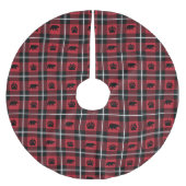 Wild Beer Paws Zwart Rood & Wit Flanel Plaid Kerstboom Rok (Voorkant)