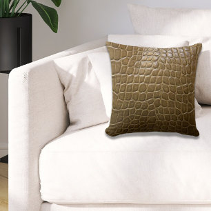 Wild beige bruin alligator krokodillenleer kussen