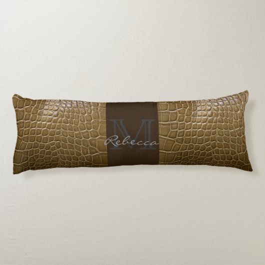 Wild beige bruin alligator krokodillenleer lichaamskussen (Achterkant)