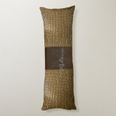 Wild beige bruin alligator krokodillenleer lichaamskussen (Achterkant (Verticaal))