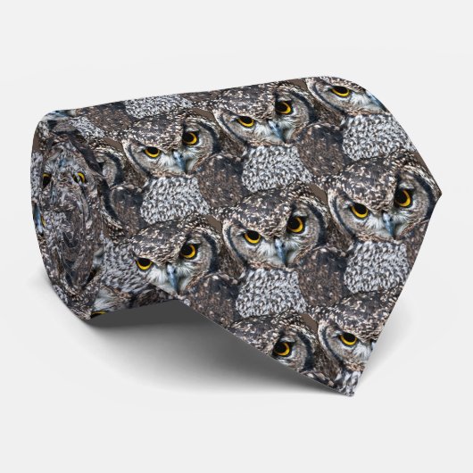Wild Beige Owl Pattern Stropdas (Opgerold)