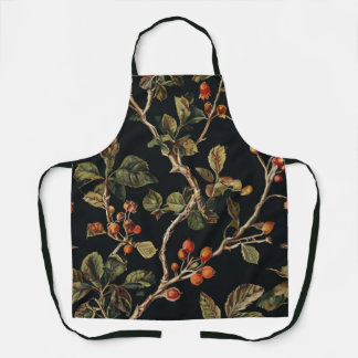 Wild Berries Black Apron - Pink Berry Custom Print Schort