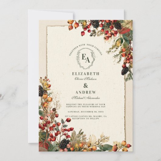 Wild Berry Rustic Garden Wedding Kaart (Voorkant)