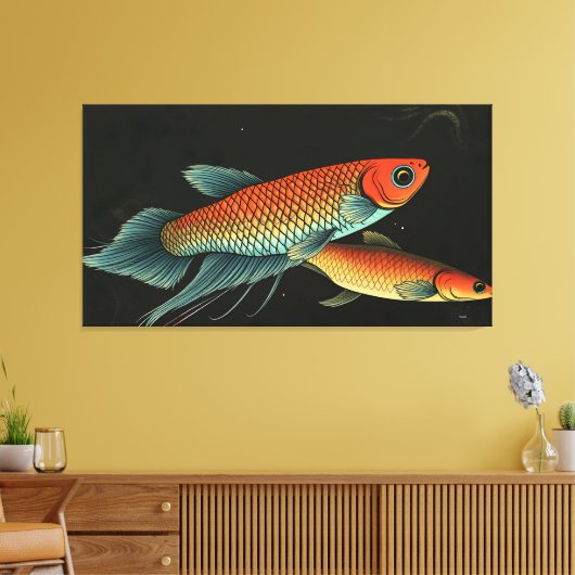 Wild Betta pair Canvas Afdruk (Insitu (Woonkamer))