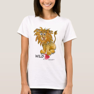 Wild bij Heart Cartoon Lion T-Shirt