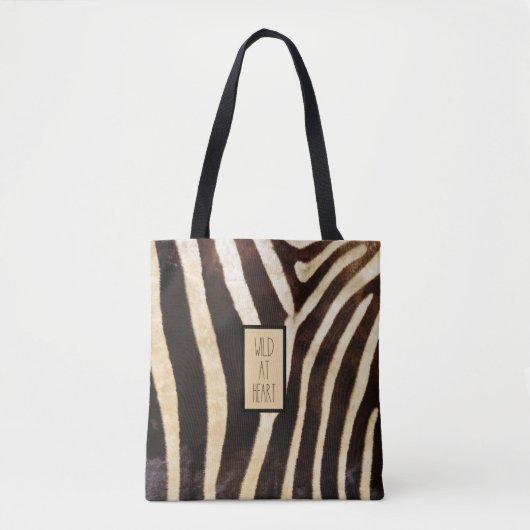 Wild bij Heart Zebra Print Tote Bag (Voorkant)