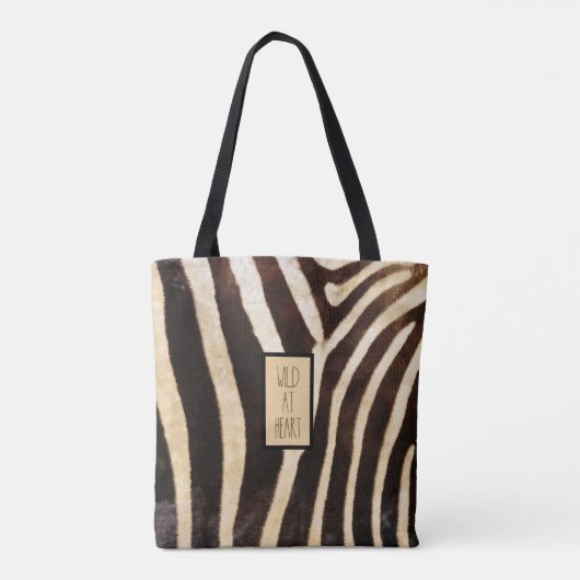 Wild bij Heart Zebra Print Tote Bag (Achterkant)