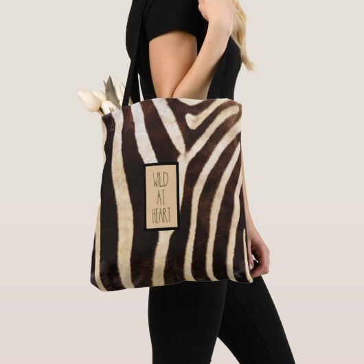 Wild bij Heart Zebra Print Tote Bag (Dichtbij)