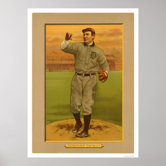 Wild Bill Donovan Tigers Baseball 1911 Poster (Voorkant)