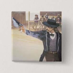 "Wild Bill" Hickok (1837-1876) toont zijn merk aan Vierkante Button 5,1 Cm