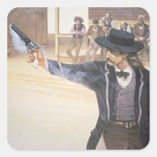 "Wild Bill" Hickok (1837-1876) toont zijn merk aan Vierkante Sticker