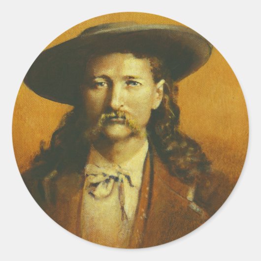 Wild Bill Hickok Illustratie Ronde Sticker (Voorkant)