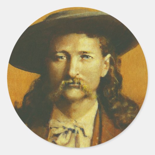 Wild Bill Hickok Illustratie Ronde Sticker (Voorkant)