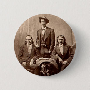 Wild Bill Hickok - Texas Jack - Buffalo Bill Ronde Button 5,7 Cm