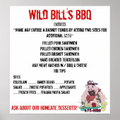 WILD BILL'S BBQ MENU POSTER (Voorkant)