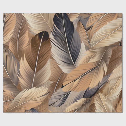 Wild Bird Feather Patroon Wrapping Papier (Vlak)