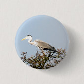WILD BIRD HERON RONDE BUTTON 3,2 CM (Voorkant)