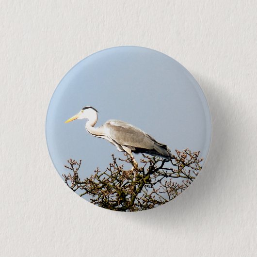 WILD BIRD HERON RONDE BUTTON 3,2 CM (Voorkant)