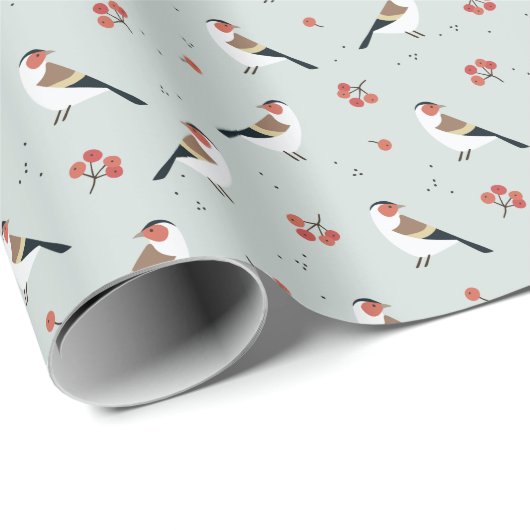Wild Bird Kerstpattern Cadeaupapier (Rol Hoek)
