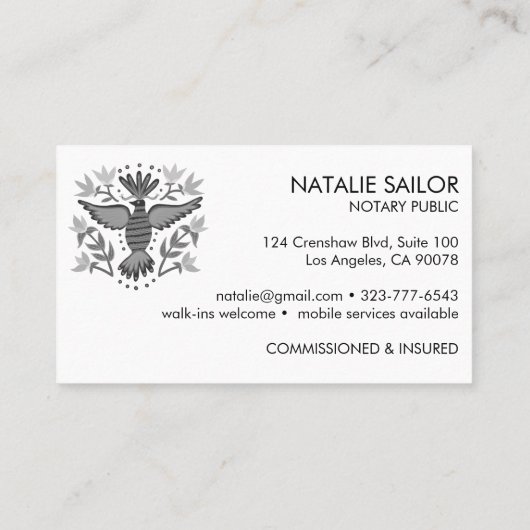 Wild Bird Unique Moderne Logo Notional Public Lega Visitekaartje (Achterkant)