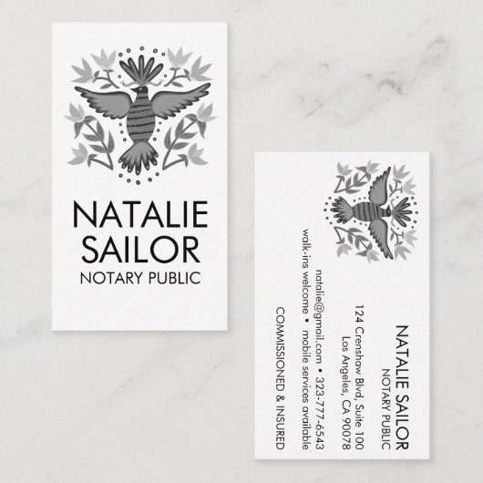 Wild Bird Unique Moderne Logo Notional Public Lega Visitekaartje (Voorkant / Achterkant)